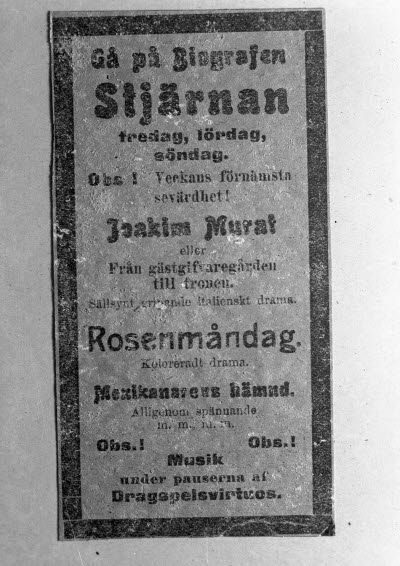 Biografen Stjärnan tidningsannons