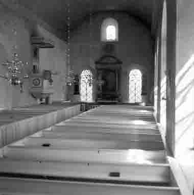 Halltorps kyrka interiör 1950