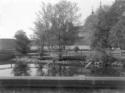 Stadsparken ena dammen vid slottet
