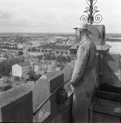 Utsikt från Ångkvarn Ångkvarnarbetare Andersson 13/8 1956