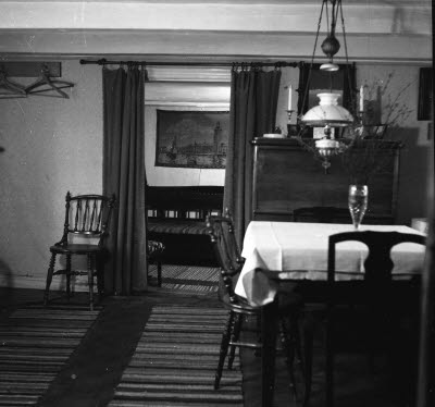 Skånegården Norra vägen interiör rum i Slottet Fritz Nilsson bostad 6/5 1955