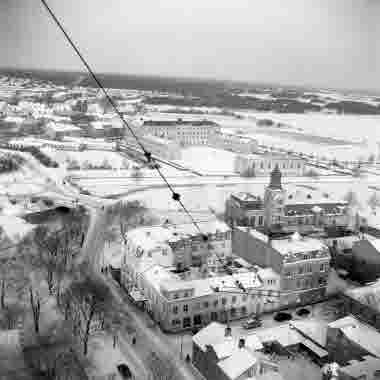 Utsikt från Vattentornet 14/1 1955 Läroverket