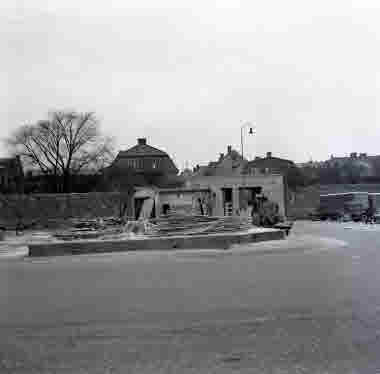 Gamla gasverket Kaggensgatan rivs, hamnen 10 januari 1955