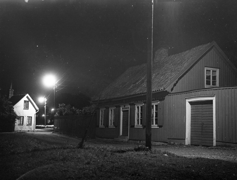 Gamla stan, Stora Dammgatan, Krusenstiernska gården, nattbild 1935