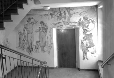 Lindöskolan väggmålning av Ivan Hoflund och Stig Jonsson