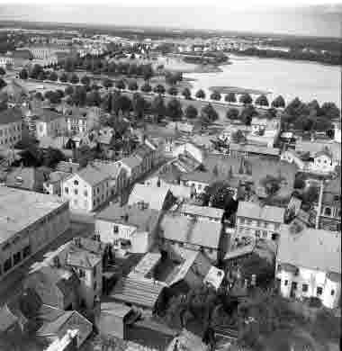 Utsikt från Ångkvarnen Kvarnholmen Fredriksskans 13/8 1956