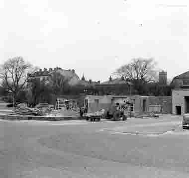 Gamla gasverket Kaggensgatan rivs, hamnen 10 januari 1955